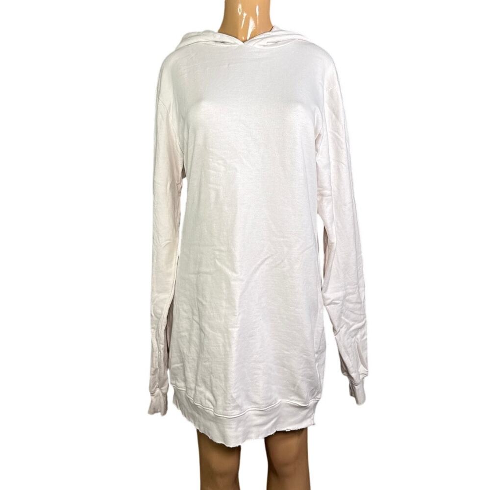 Cotton Citizen The Milan Backless Hoodie Dress Long Sleeve White SZ Large